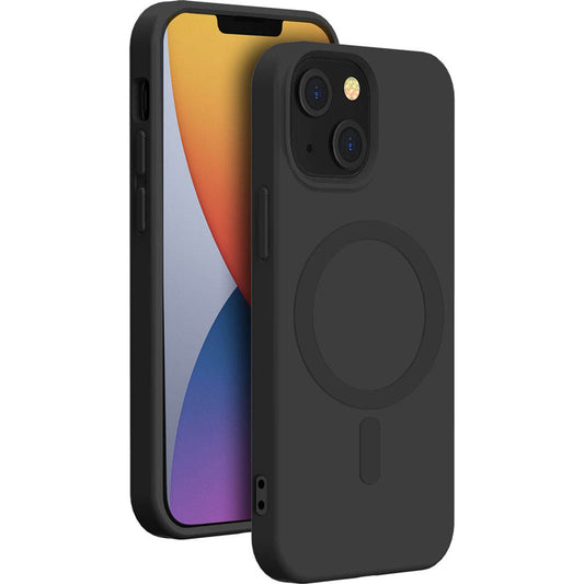 bigben Soft Case mit MagSafe Handy-Cover für Apple iPhone 13, iPhone 14 schwarz | COVMAGIP14BL