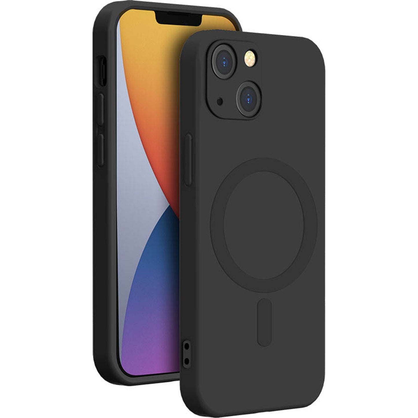 bigben Soft Case mit MagSafe Handy-Cover für Apple iPhone 13, iPhone 14 schwarz | COVMAGIP14BL