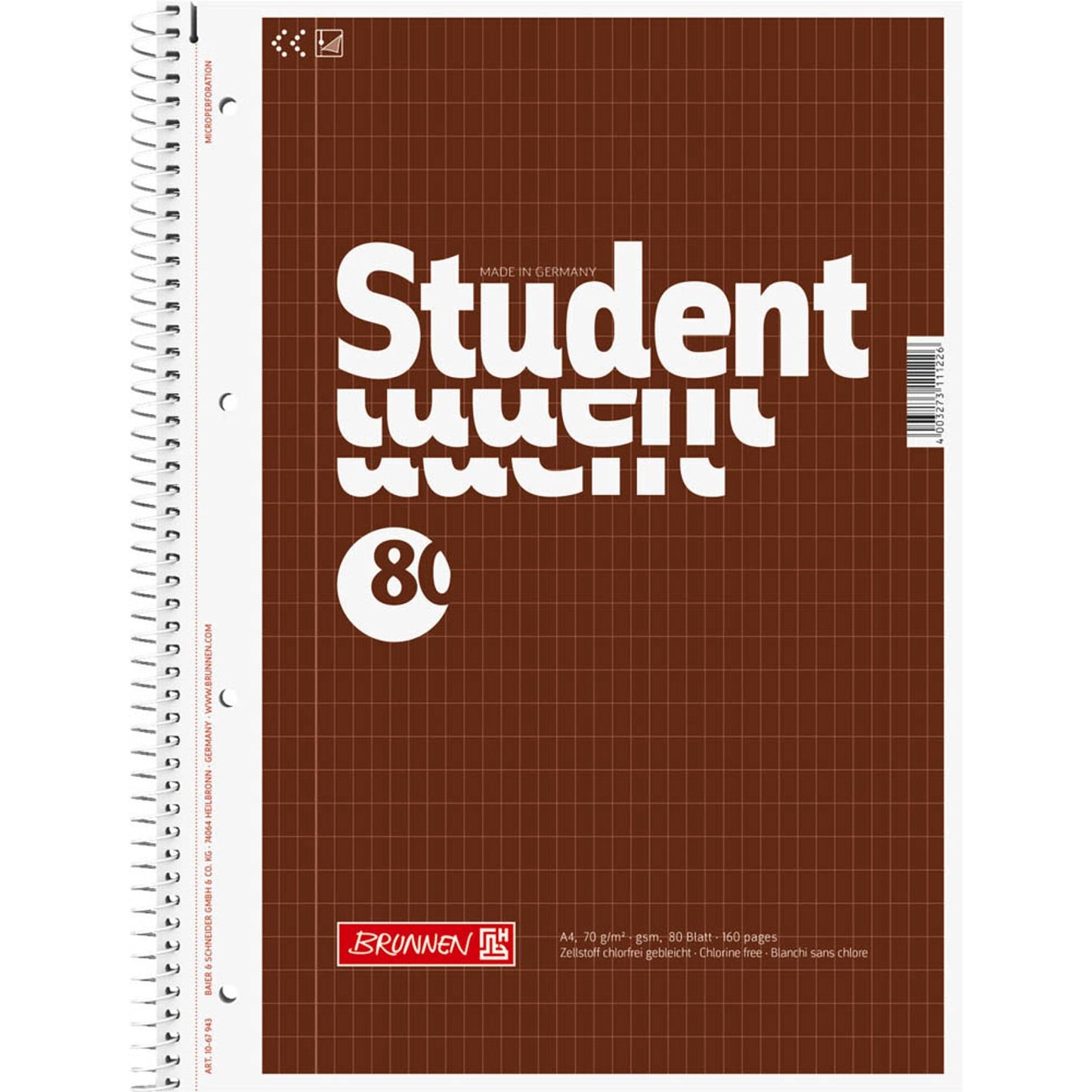 BRUNNEN Collegeblock Student Lineatur 23 rautiert DIN A4 Innenrand | 1067943