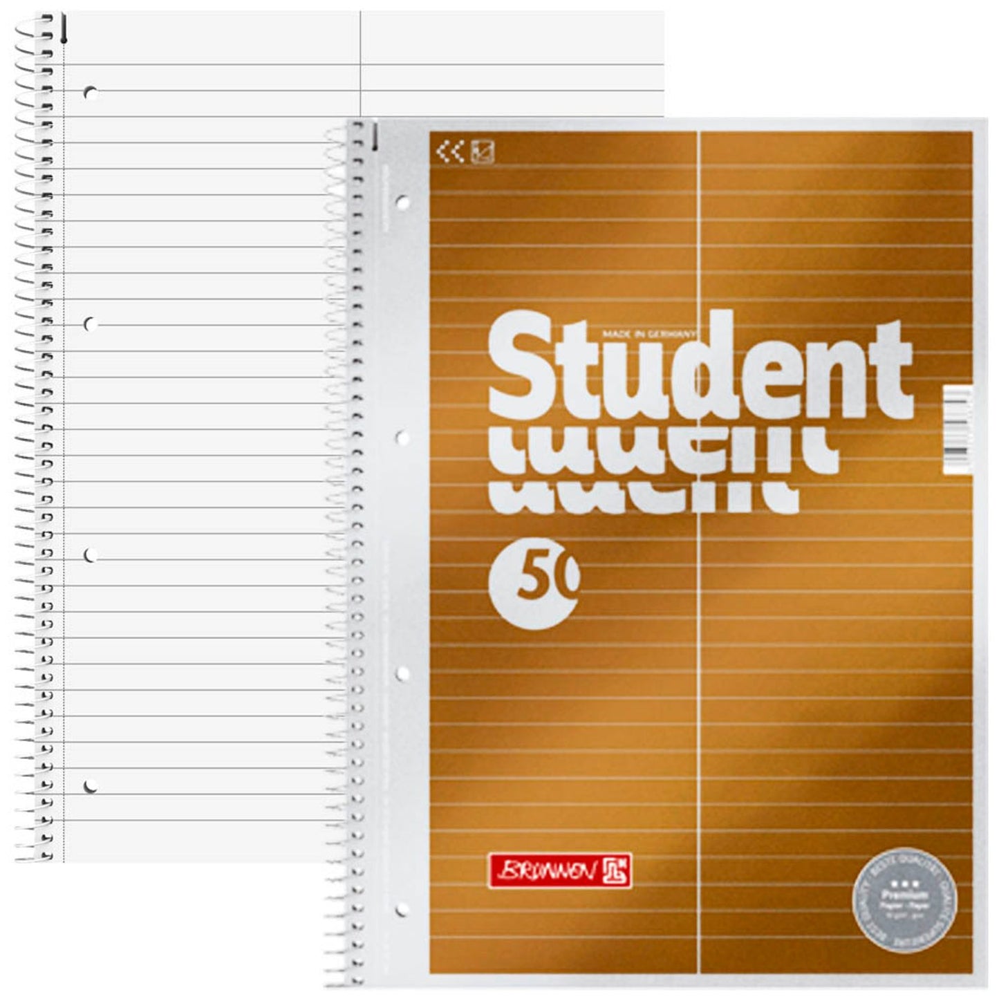 BRUNNEN Collegeblock Student Premium für Vokabeln Lineatur 53 liniert DIN A4 ohne Rand | 1067146
