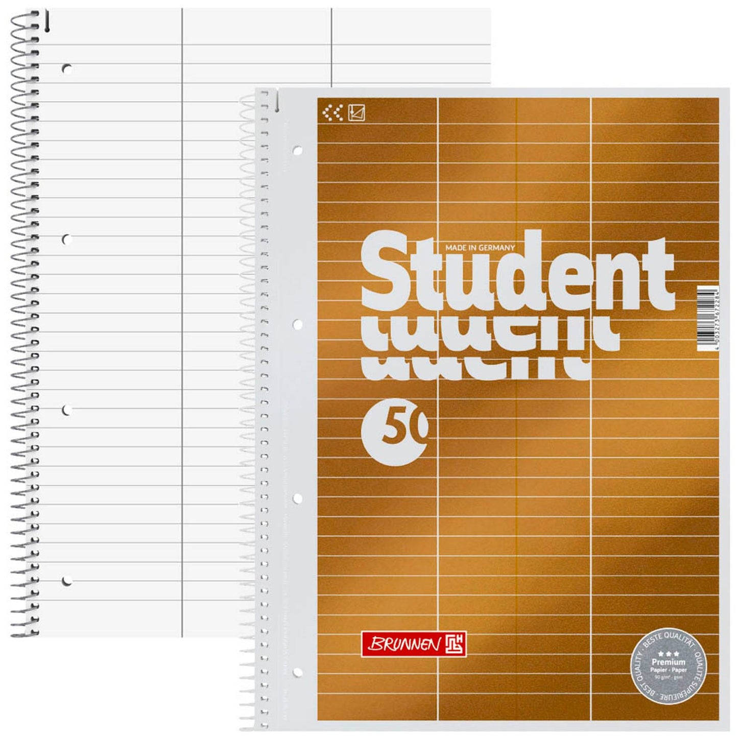 BRUNNEN Collegeblock Student Premium für Vokabeln Lineatur 54 liniert DIN A4 ohne Rand | 1067148