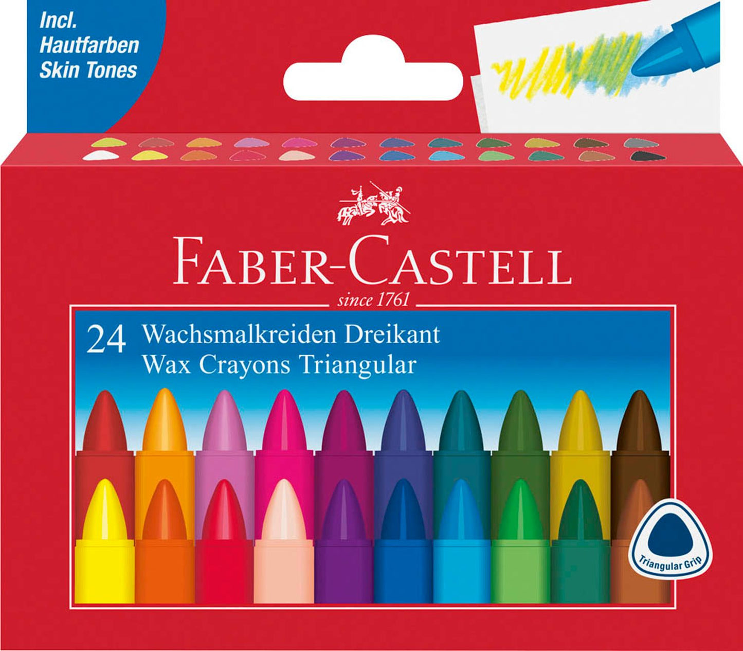 FABER-CASTELL Triangular Wachsmalstifte farbsortiert
