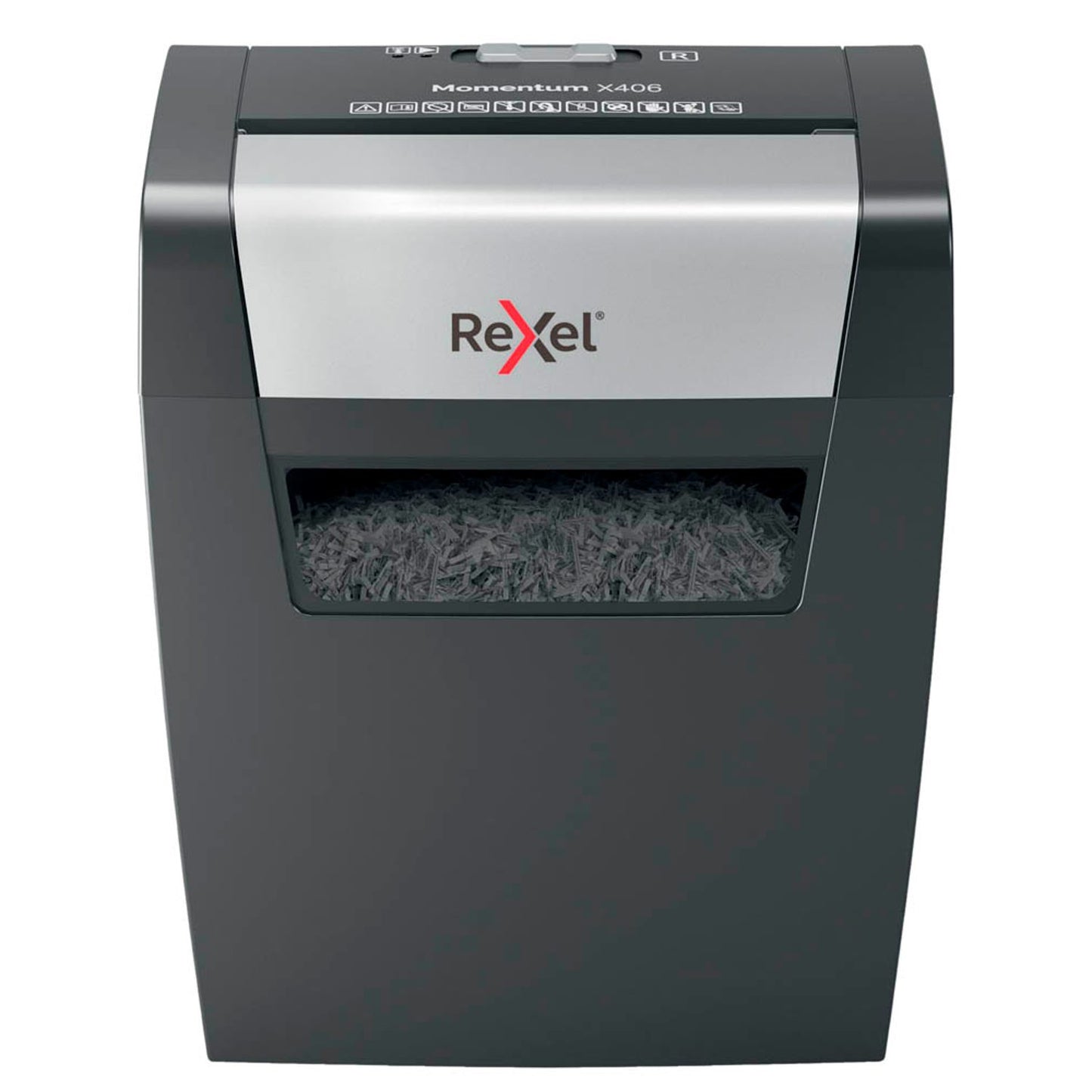 Rexel Momentum X406 Aktenvernichter mit Partikelschnitt P-4, 4 x 28 mm, bis , schwarz | 2104569EU
