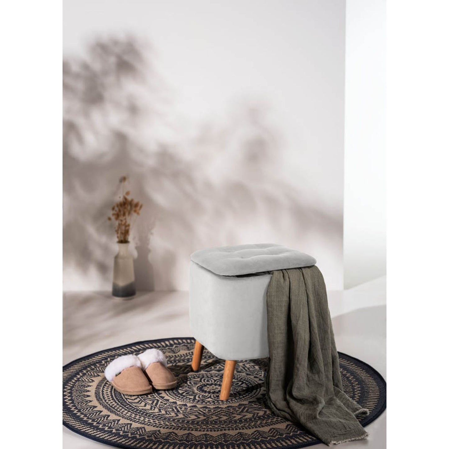 WENKO Hocker mit Stauraum hellgrau | 69764800