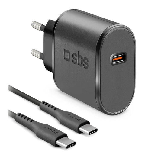 sbs Ladekabel mit Adapter schwarz, Kabellänge: 1,0 m, 15 Watt | TEKITTRTC15W