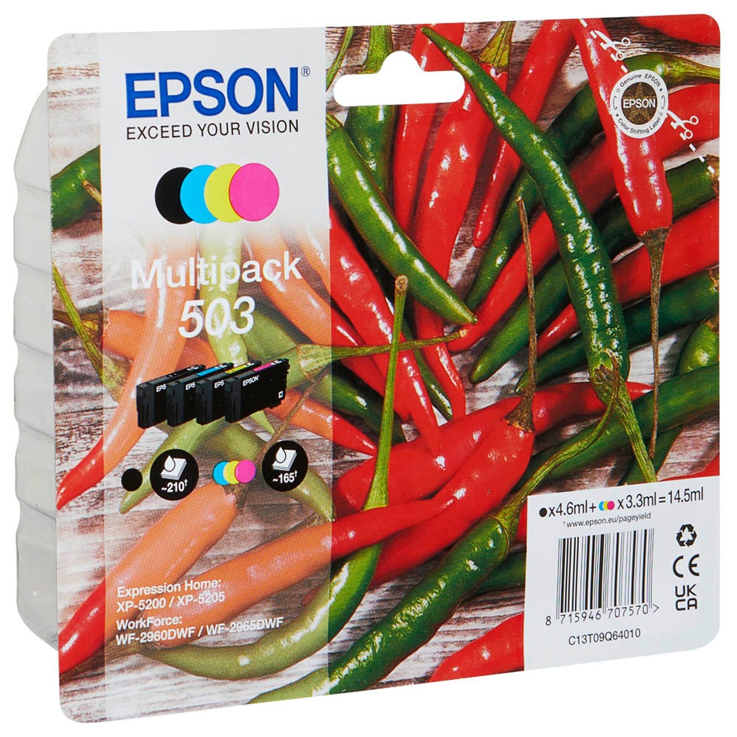 EPSON 503/T09Q64 schwarz, cyan, magenta, gelb Druckerpatronen, 4er-Set | C13T09Q64010 | 1 Pack = 4 St.