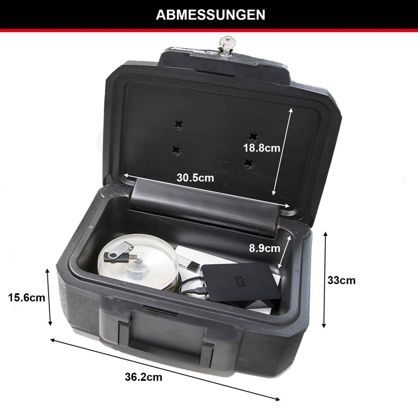 Master Lock® Dokumentenkassette feuerfest H0100EURHRO Zylinderschloss | P49014