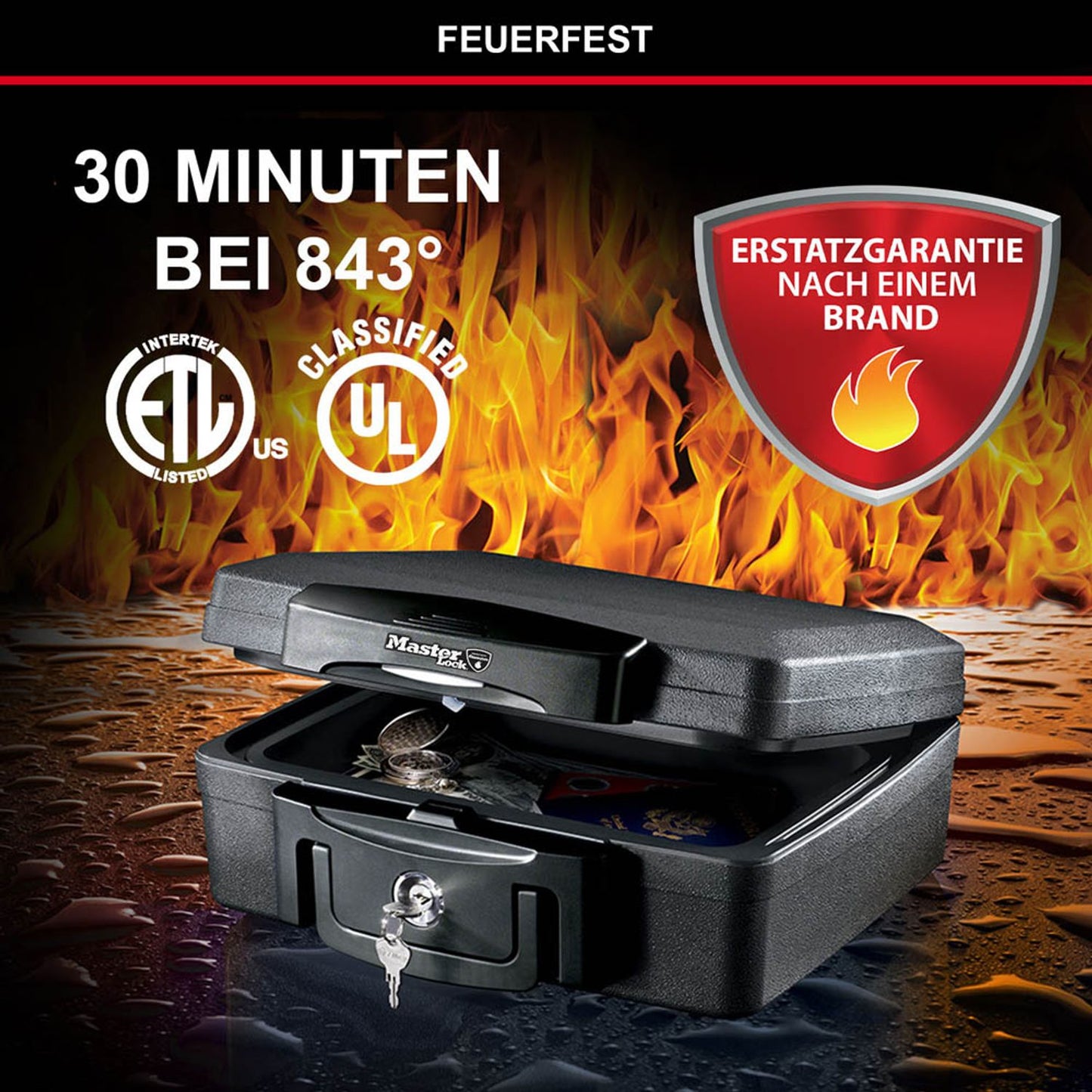 Master Lock® Dokumentenkassette feuerfest H0100EURHRO Zylinderschloss | P49014
