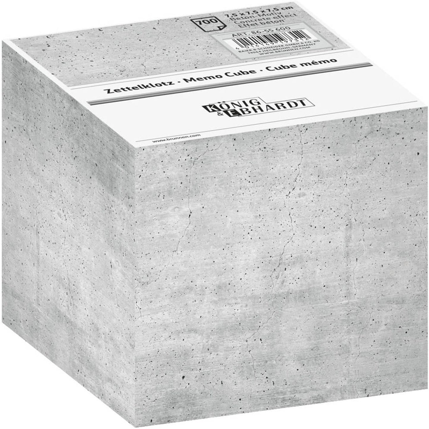 KÖNIG & EBHARDT Beton Notizzettel geleimt grau 7,5 x 7,5 cm, ca | 86-55600