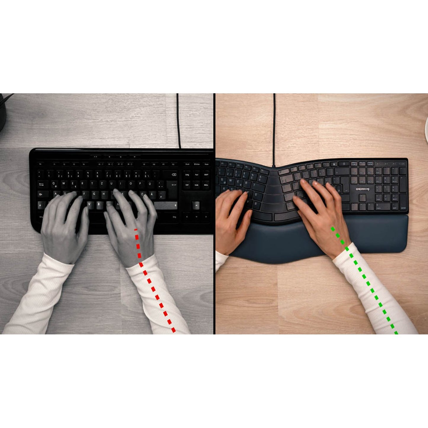 CHERRY KC 4500 ERGO ergonomische Tastatur kabelgebunden weiß-grau | JK-4500DE-0