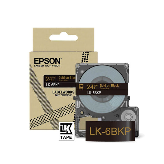 EPSON Schriftband LK LK-6BKP , 24 mm gold auf schwarz | C53S672096