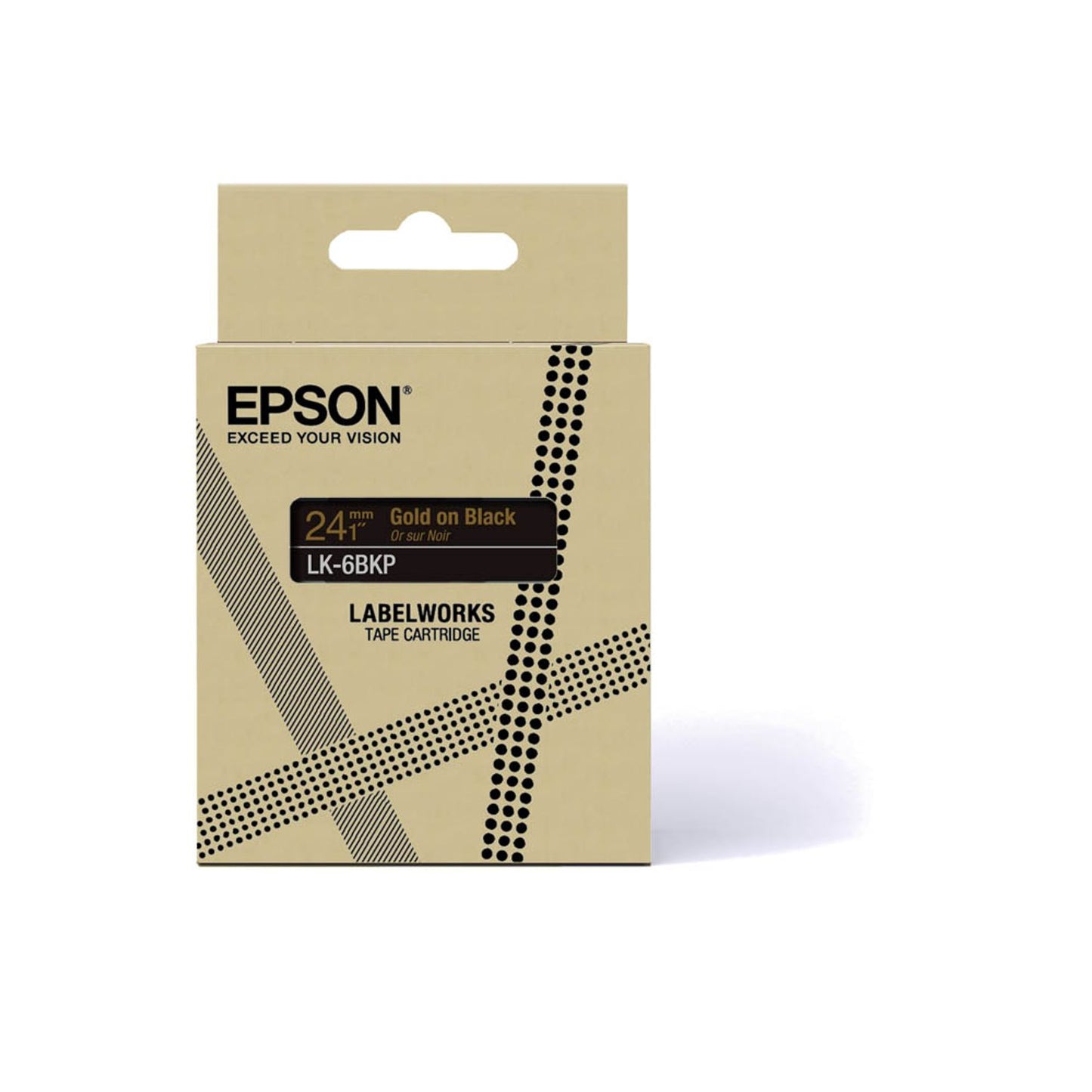 EPSON Schriftband LK LK-6BKP , 24 mm gold auf schwarz | C53S672096