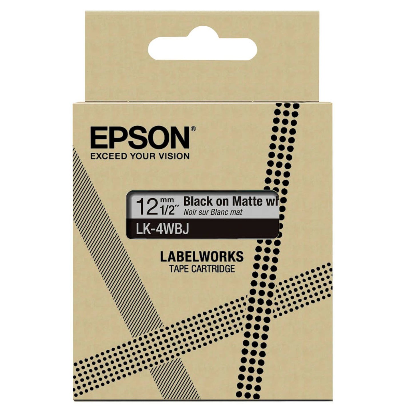 EPSON Schriftband LK LK-4WBJ , 12 mm schwarz auf weiß | C53S672062