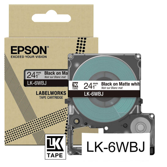 EPSON Schriftband LK LK-6WBJ , 24 mm schwarz auf weiß | C53S672064