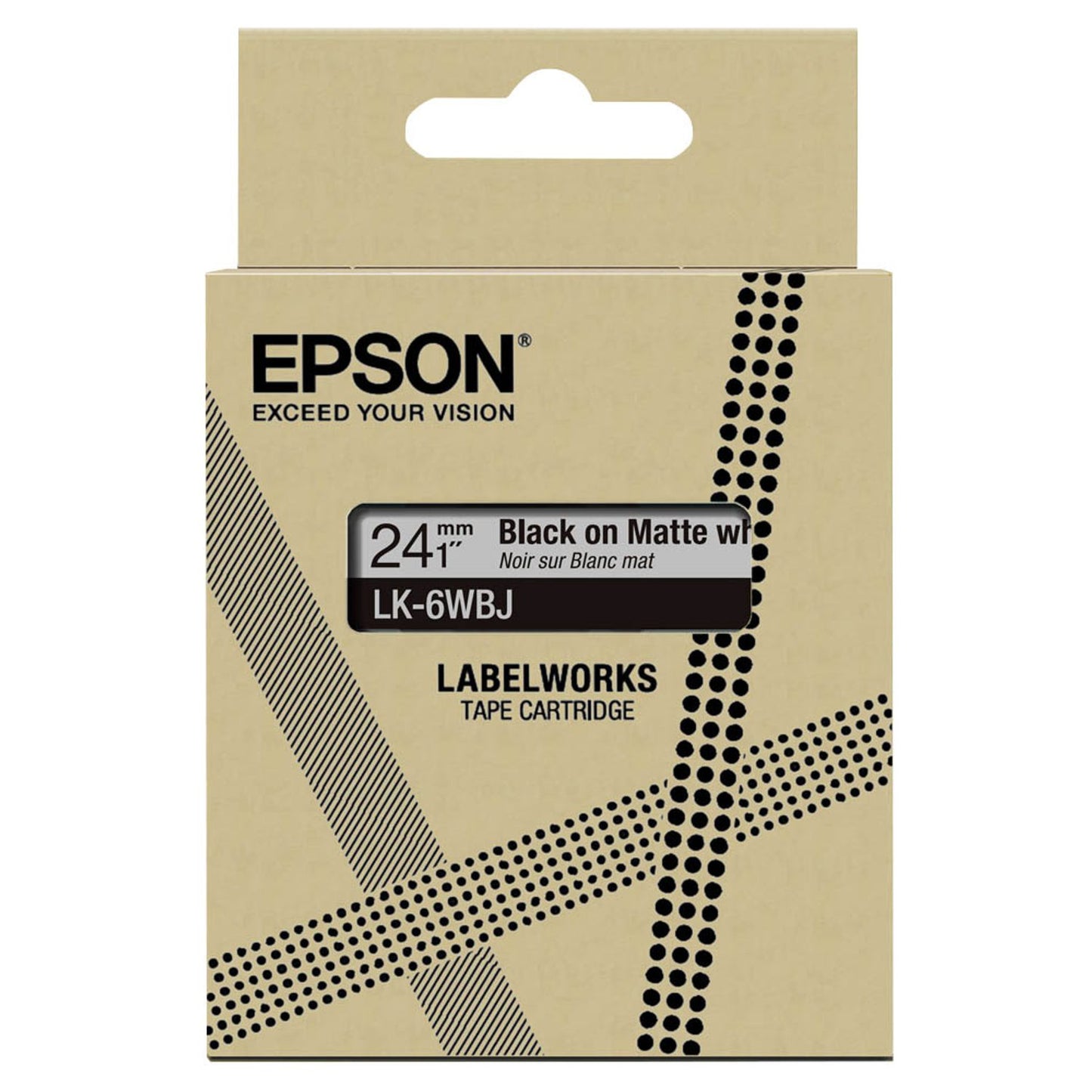 EPSON Schriftband LK LK-6WBJ , 24 mm schwarz auf weiß | C53S672064