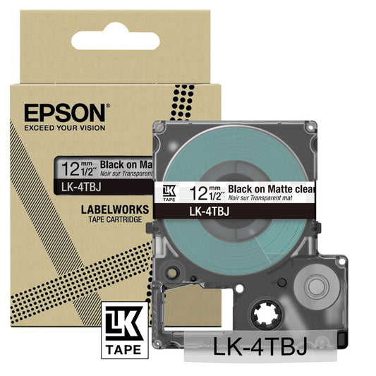 EPSON Schriftband LK LK-4TBJ , 12 mm schwarz auf transparent | C53S672065