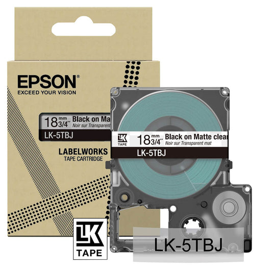 EPSON Schriftband LK LK-5TBJ , 18 mm schwarz auf transparent | C53S672066