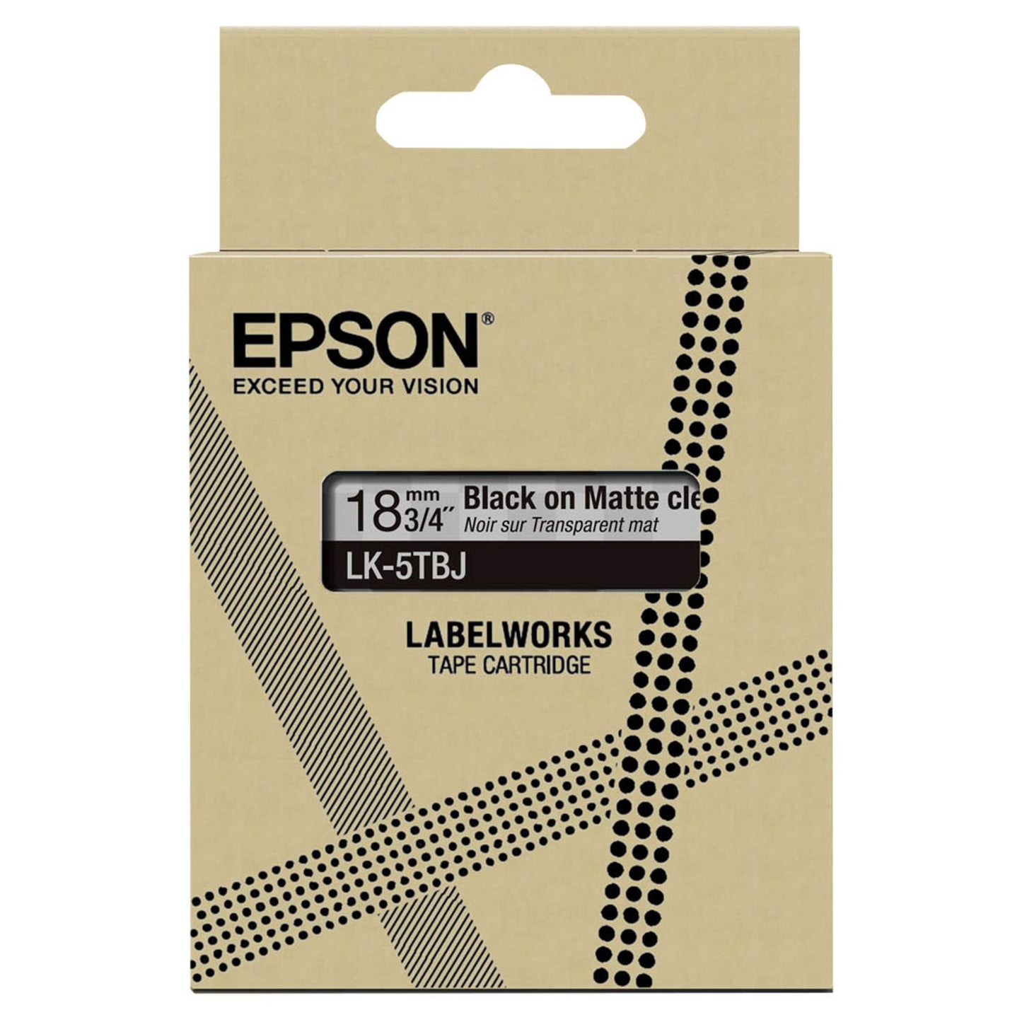 EPSON Schriftband LK LK-5TBJ , 18 mm schwarz auf transparent | C53S672066