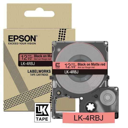 EPSON Schriftband LK LK-4RBJ , 12 mm schwarz auf rot | C53S672071