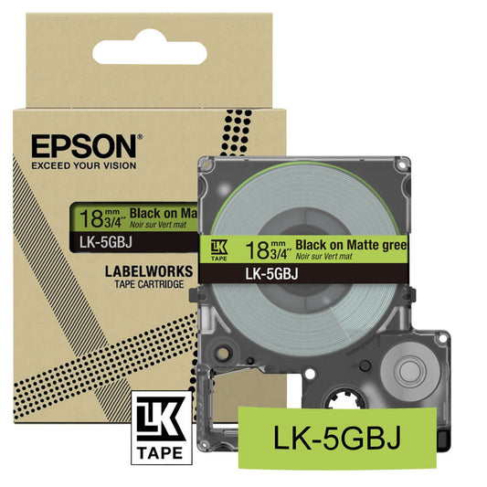 EPSON Schriftband LK LK-5GBJ , 18 mm schwarz auf grün | C53S672078