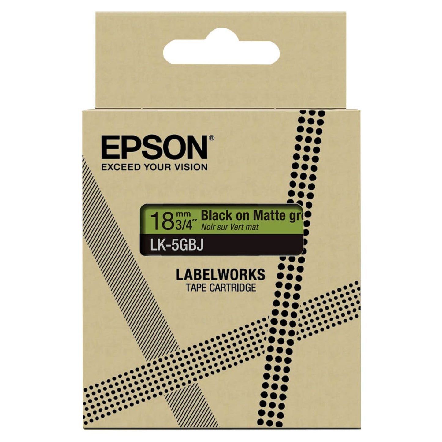EPSON Schriftband LK LK-5GBJ , 18 mm schwarz auf grün | C53S672078
