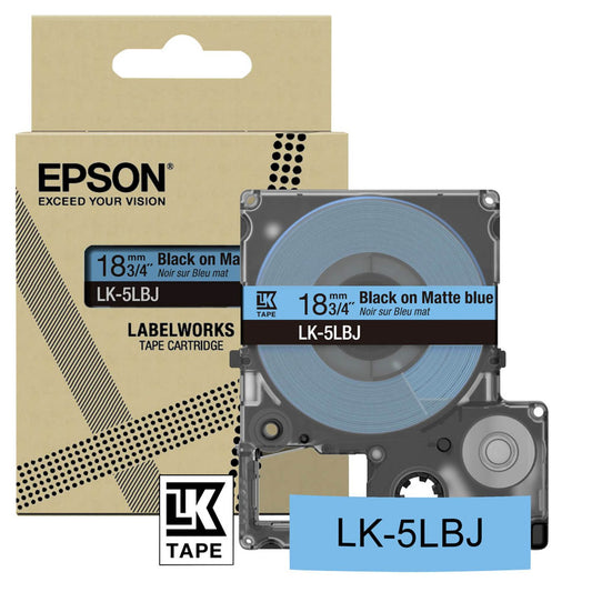 EPSON Schriftband LK LK-5LBJ , 18 mm schwarz auf blau | C53S672081