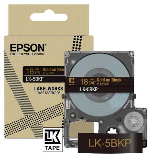 EPSON Schriftband LK LK-5BKP , 18 mm gold auf schwarz | C53S672095