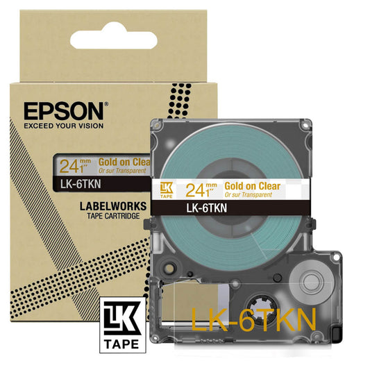 EPSON Schriftband LK LK-6TKN , 24 mm gold auf transparent | C53S672098
