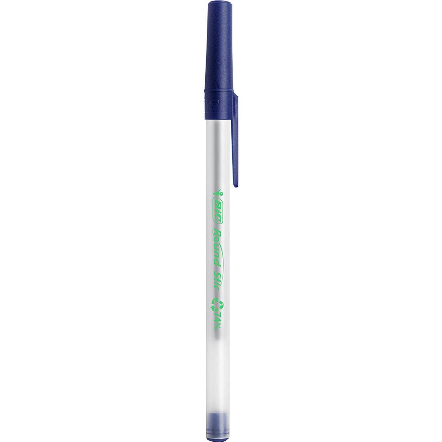 BIC Kugelschreiber Round Stic ECOlutions transparent, Schreibfarbe: blau | 8932403 | 1 Pack = 60 St.
