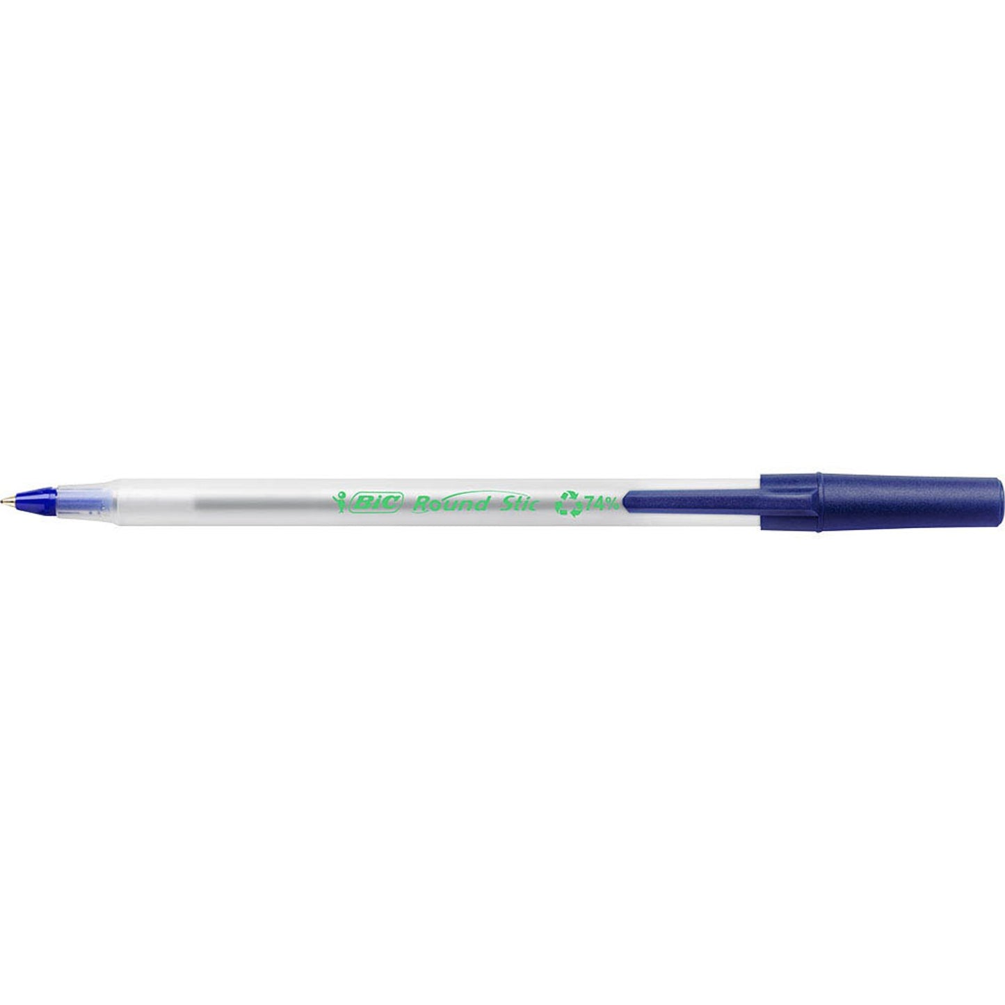 BIC Kugelschreiber Round Stic ECOlutions transparent, Schreibfarbe: blau | 8932403 | 1 Pack = 60 St.