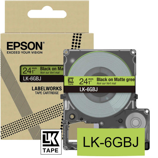 EPSON Schriftband LK LK-6GBJ , 24 mm schwarz auf grün | C53S672079