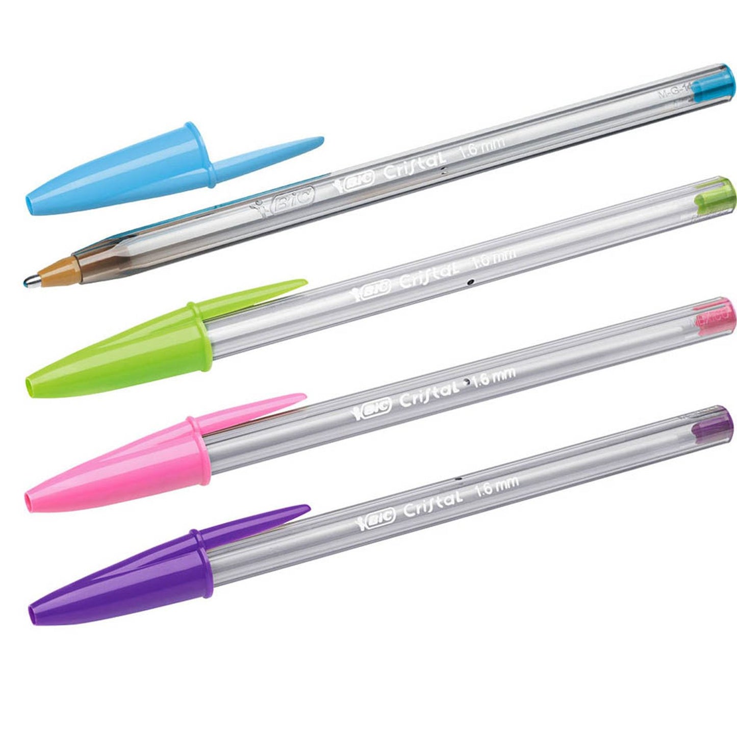 BIC Kugelschreiber Cristal Fun transparent, Schreibfarbe: farbsortiert | 8957921 | 1 Pack = 4 St.