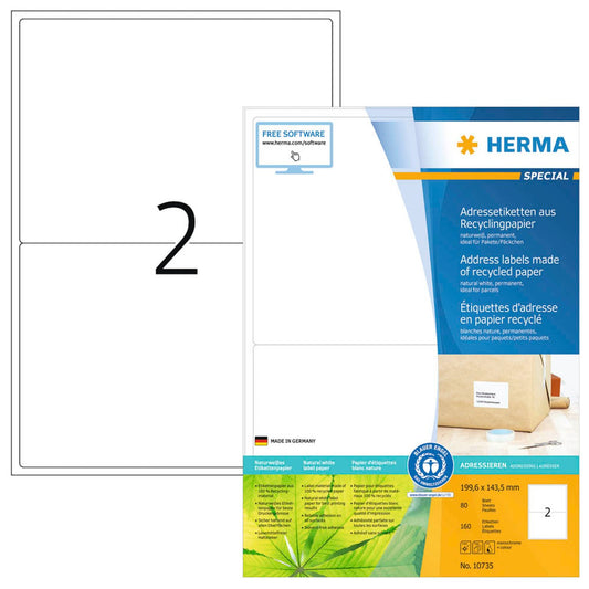 HERMA Etiketten weiß 199,6 x 143,5 mm | 10735 | 1 Pack = 80 Blatt