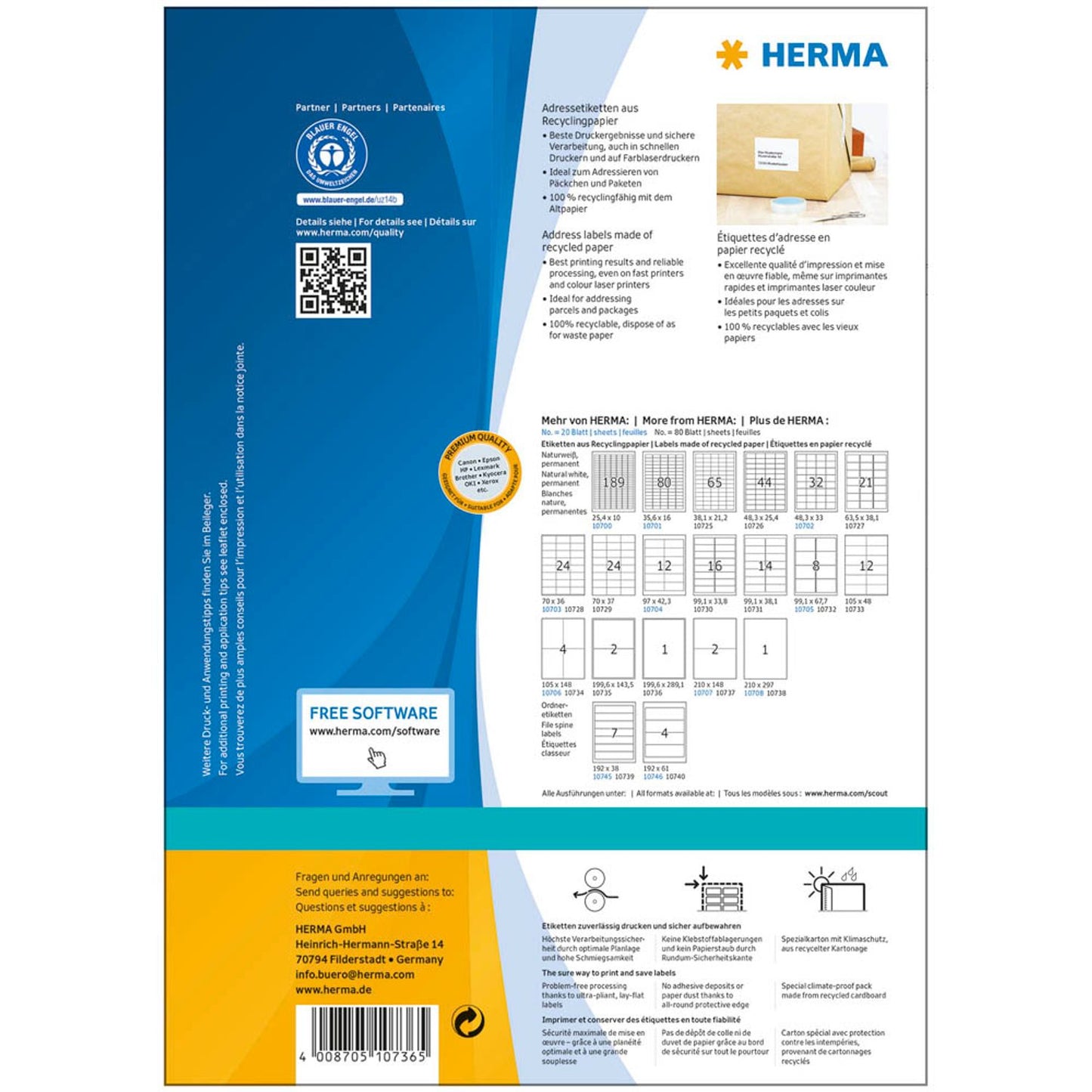 HERMA Etiketten weiß 199,6 x 289,1 mm | 10736 | 1 Pack = 80 Blatt