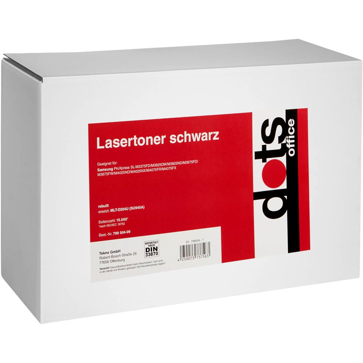 dots schwarz Toner kompatibel zu SAMSUNG MLT-D204U (SU945A) | 3516,3700-DOTS