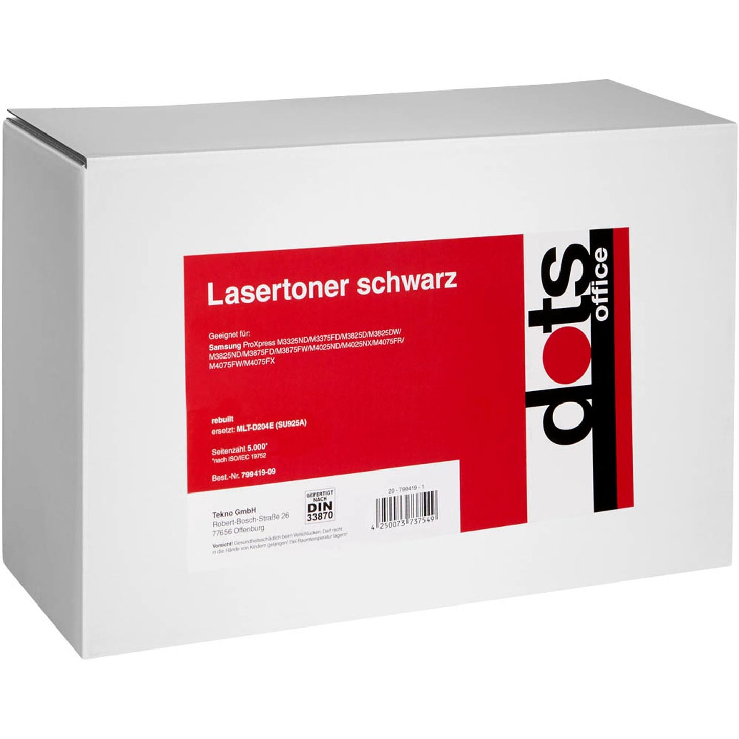 dots schwarz Toner kompatibel zu SAMSUNG MLT-D204L (SU929A) | 3516,3000-DOTS