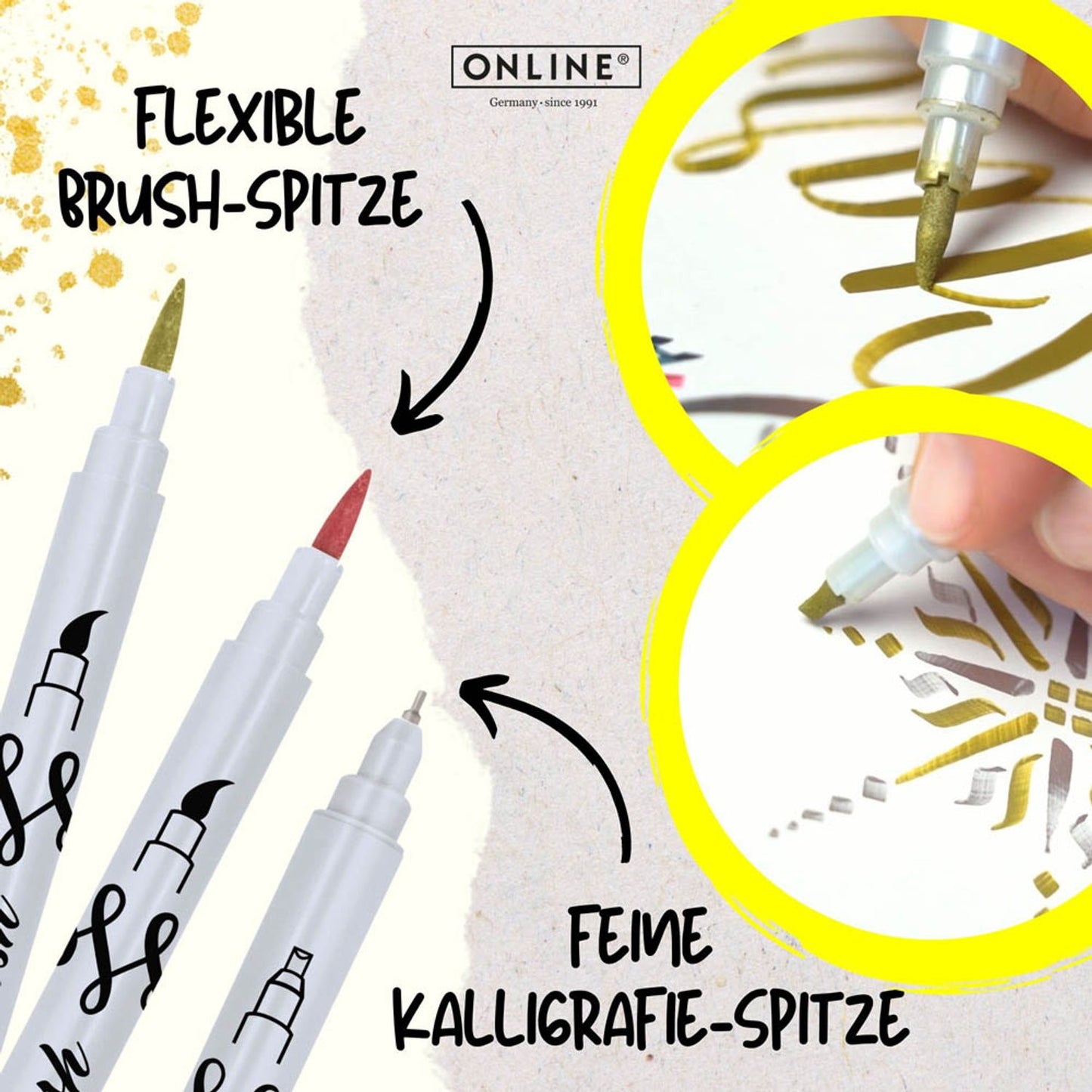 ONLINE® Calli.Brush Metallic Brush-Pens farbsortiert | 19131