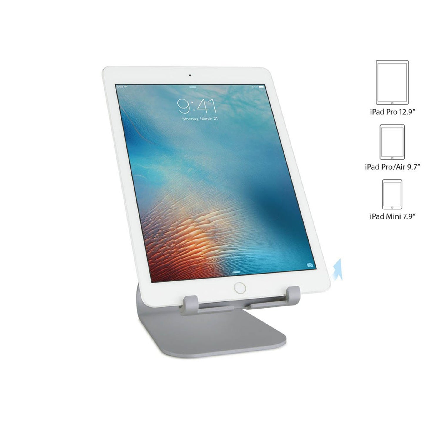 rain design Tablet-Ständer mStand plus grau für 1 Tablet, Tischständer | 10055