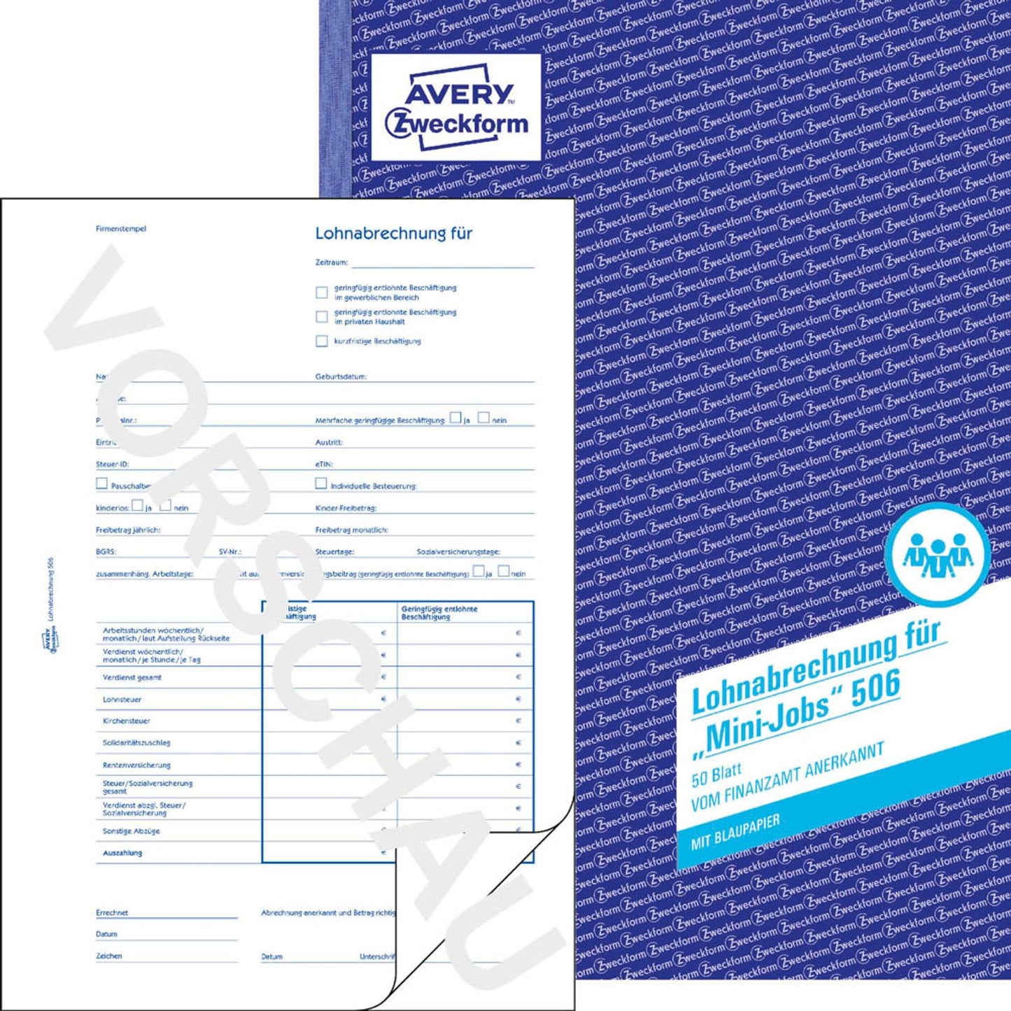 AVERY Zweckform Lohnabrechnung für geringfügig/kurzfristig Beschäftigte Formularbuch | 506