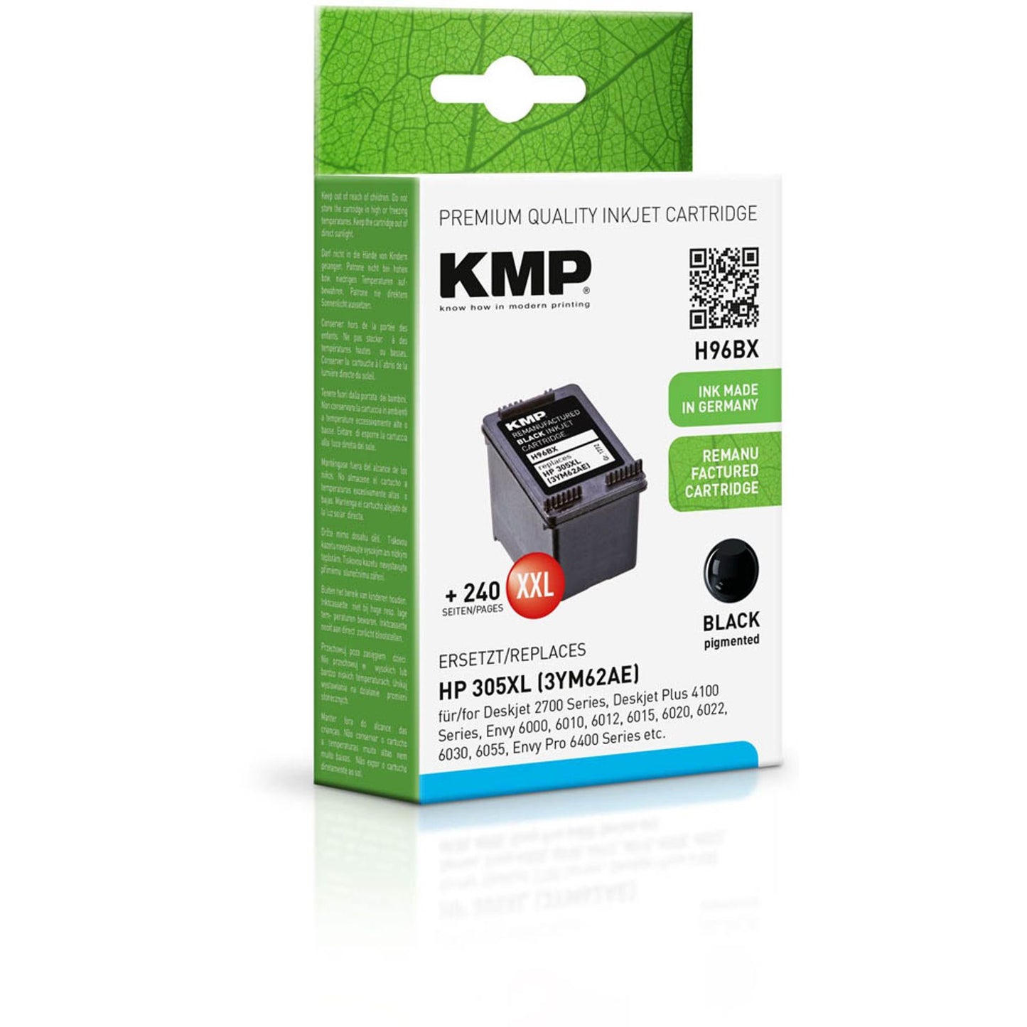 KMP H96BX schwarz Druckerpatrone kompatibel zu HP 305XL (3YM62AE) | 1772,4001