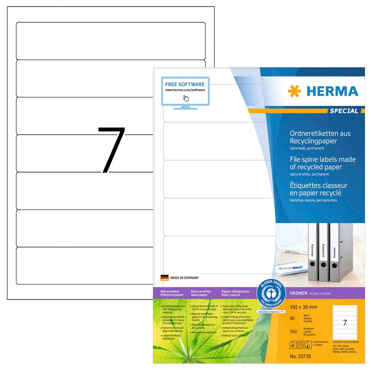 HERMA Ordneretiketten weiß | 10739 | 1 Pack = 80 Blatt