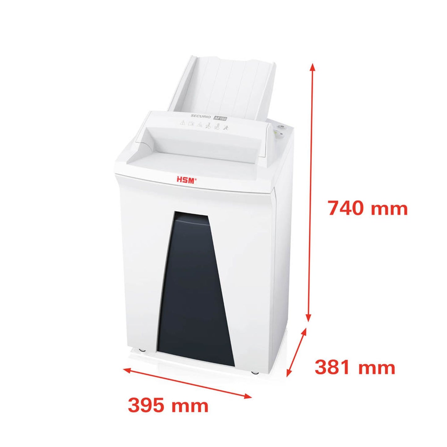 HSM SECURIO AF150 Aktenvernichter mit Partikelschnitt P-6, 0,78 x 11 mm, bis , weiß | 2085111