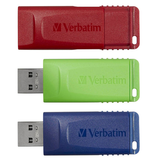 verbatim USB-Sticks Slider rot, blau, grün 16 GB | 49326