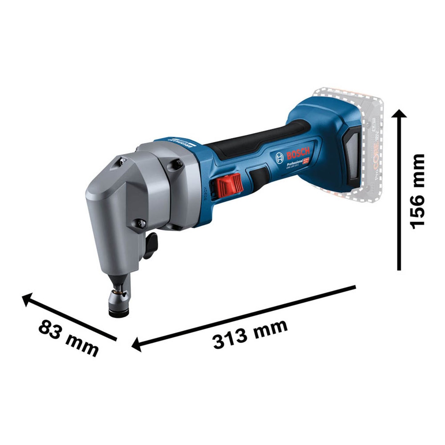 BOSCH Professional GNA 18V-16 E Akku-Blechschere 18,0 V, mit 2 Akkus | 0 601 529 601