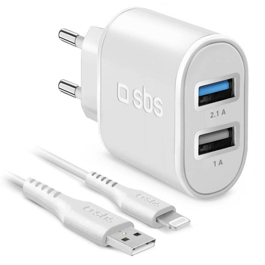 sbs Ladekabel mit Adapter weiß, 10 Watt | TEKITTR2ULH2189A