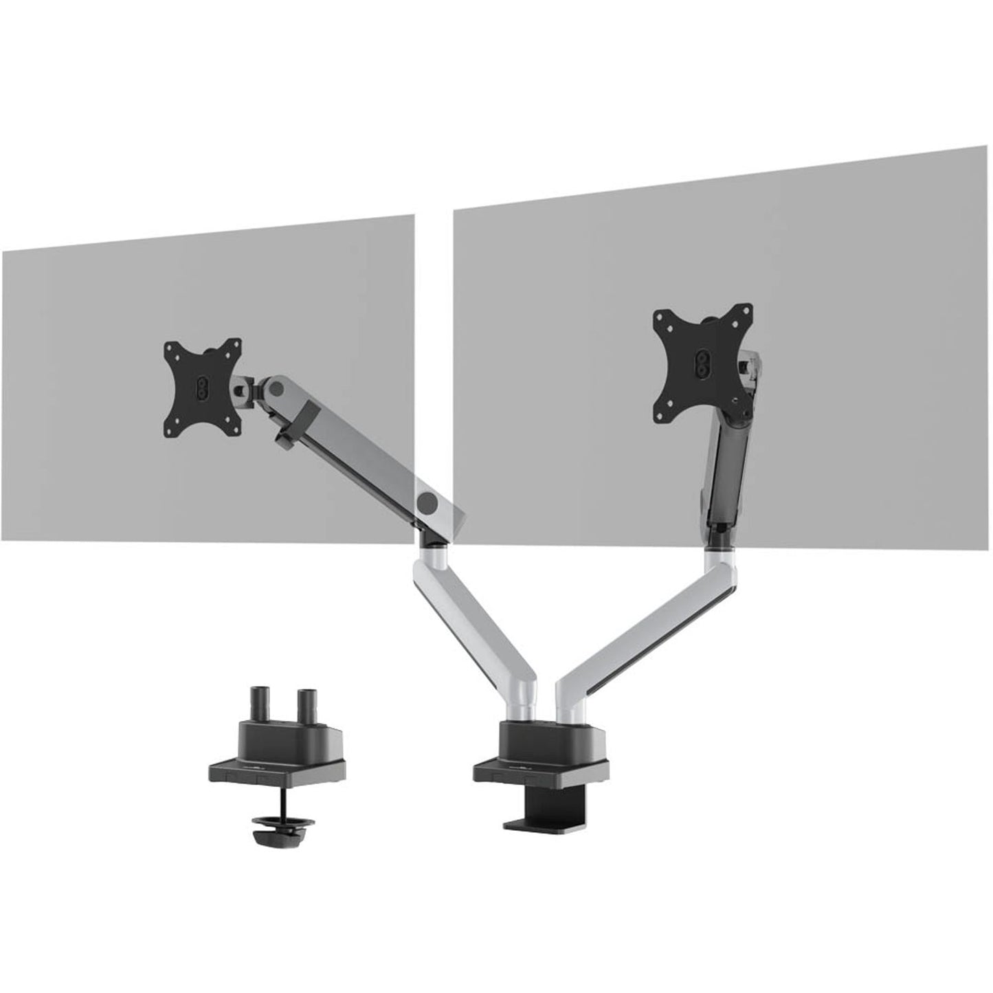 DURABLE Monitor-Halterung SELECT PLUS silber für 2 Monitore, Tischklemme, Tischbohrung | 509723