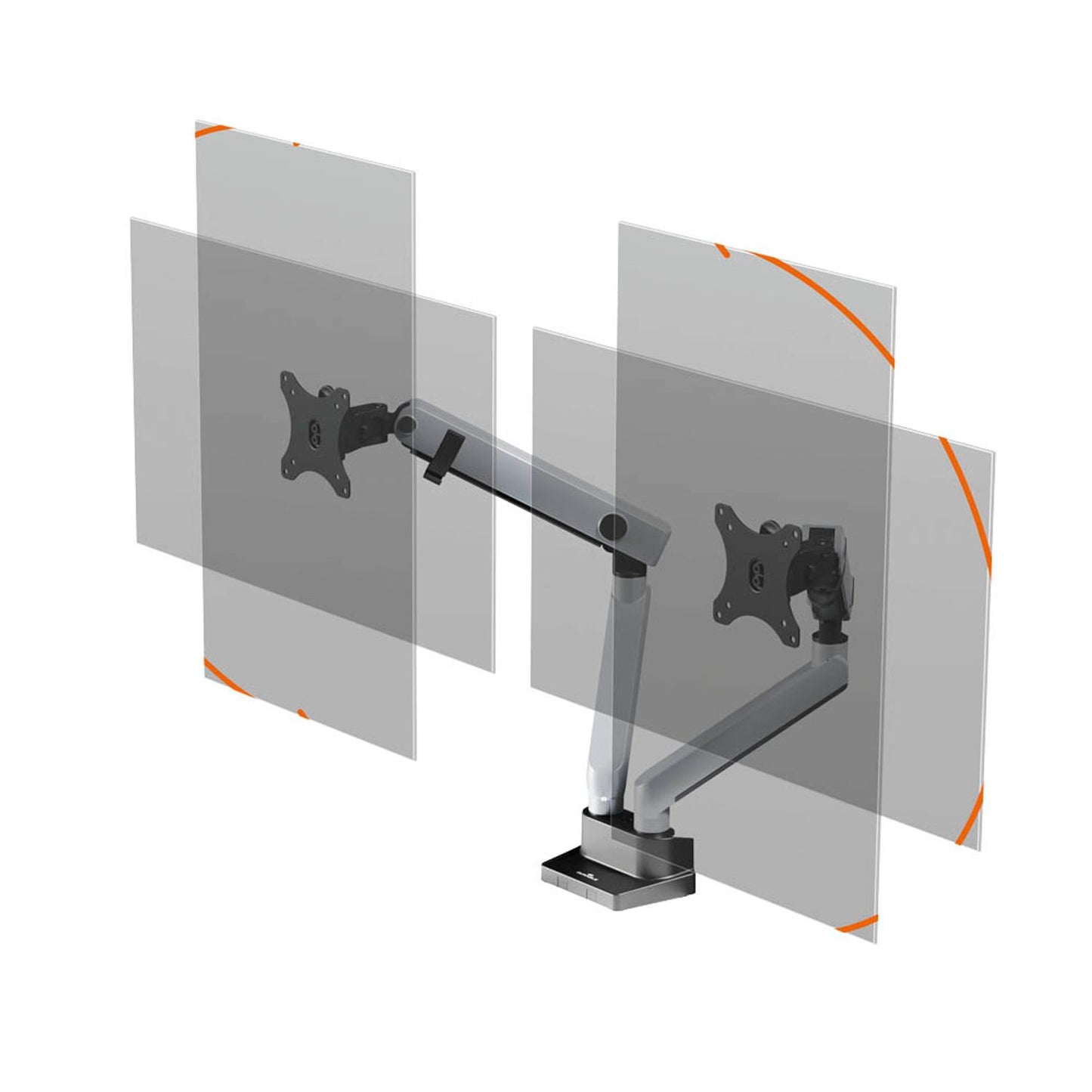 DURABLE Monitor-Halterung SELECT PLUS silber für 2 Monitore, Tischklemme, Tischbohrung | 509723