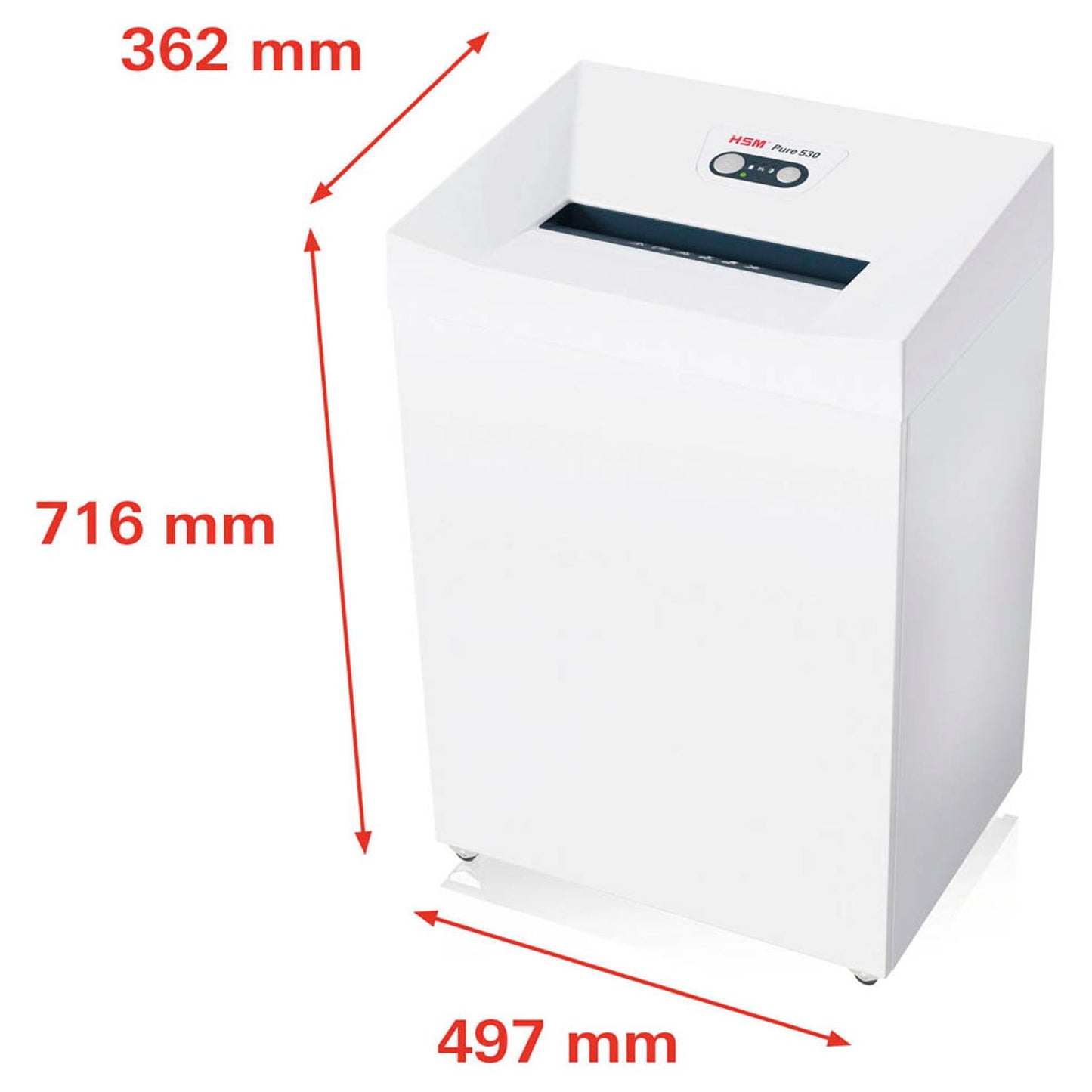 HSM Pure 530 Aktenvernichter mit Partikelschnitt P-4, 4,5 x 30 mm, bis , weiß | 2353111