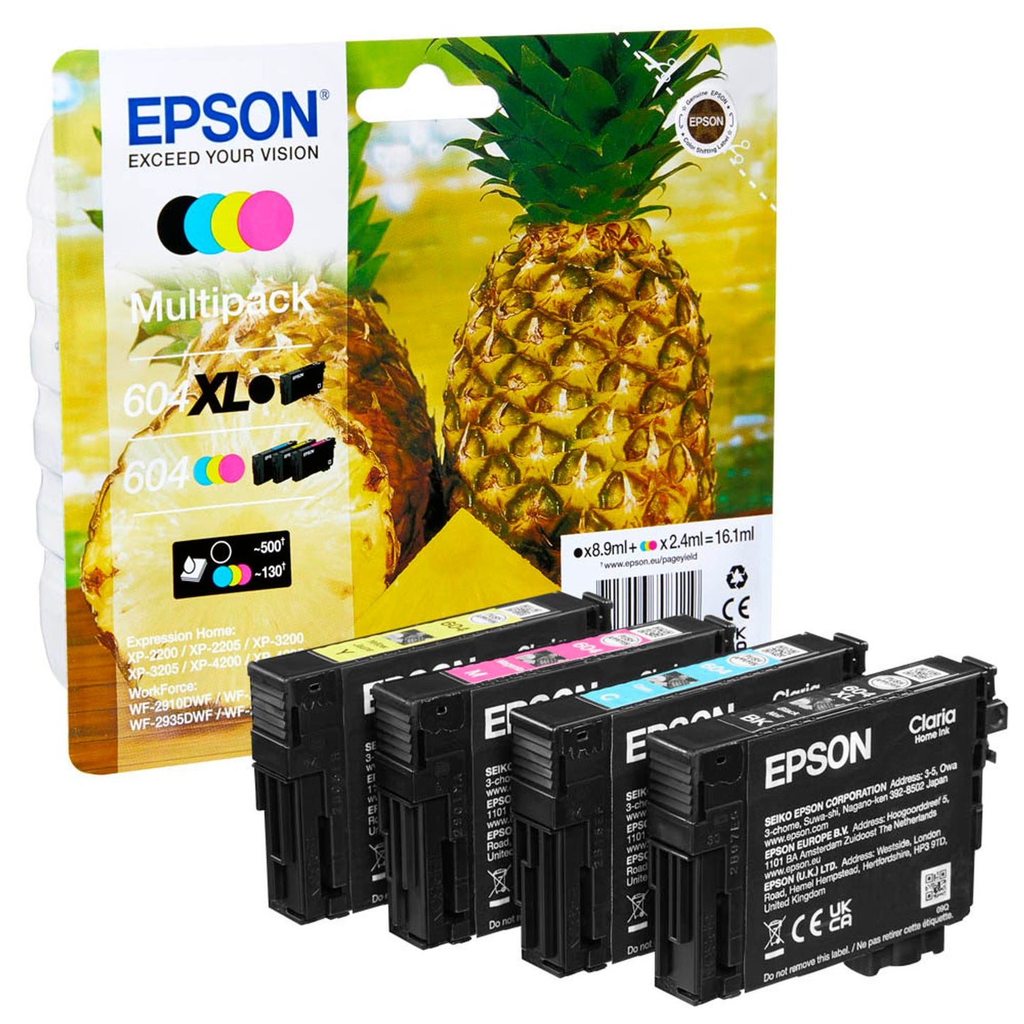 EPSON 604/604XL T10H94 schwarz, cyan, magenta, gelb Druckerpatronen, 4er-Set | C13T10H94010 | 1 Pack = 4 St.