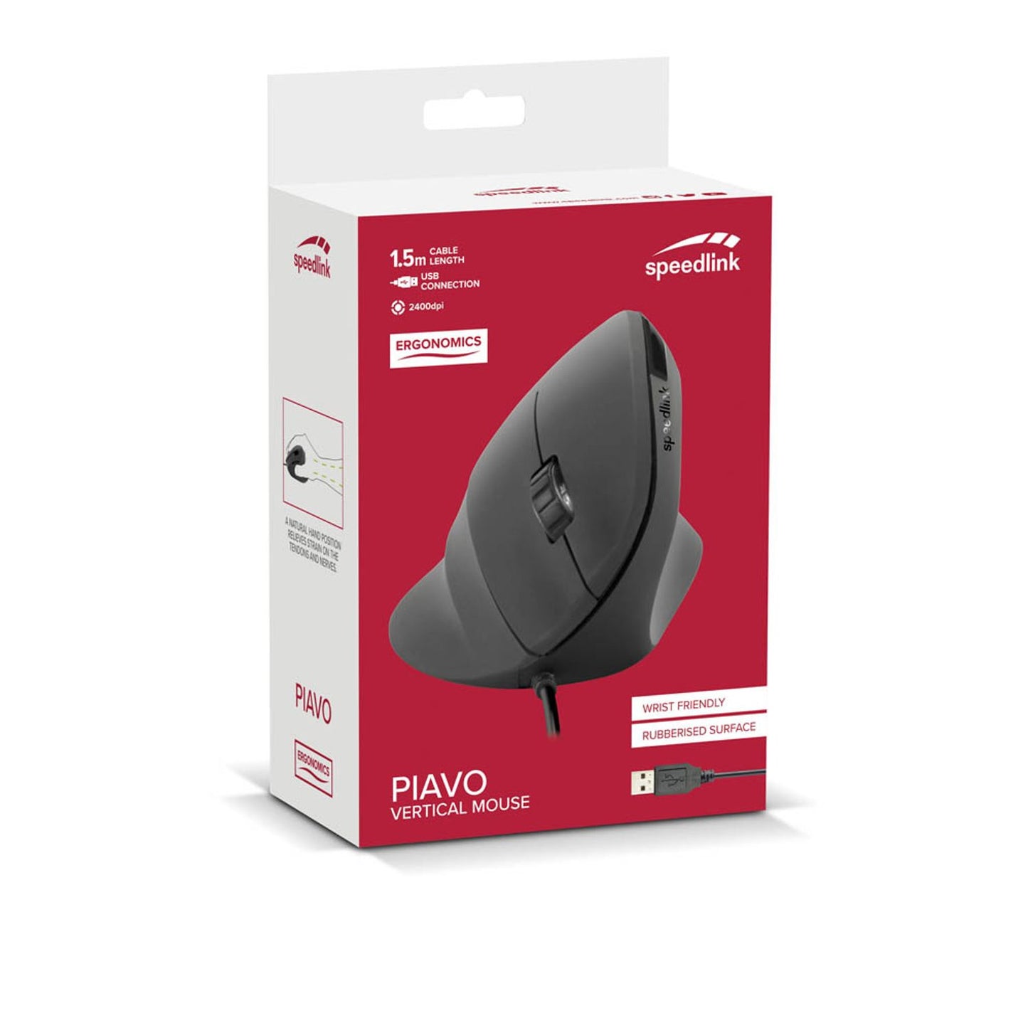 speedlink PIAVO Maus ergonomisch kabelgebunden schwarz | SL-610019-RRBK